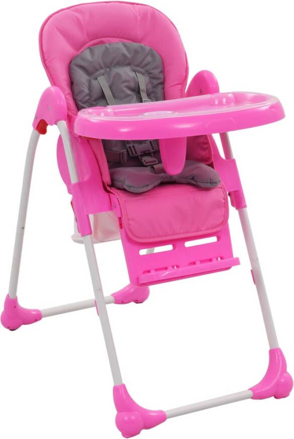 VIDAXL Kinderstoel hoog roze en grijs - Foto 4