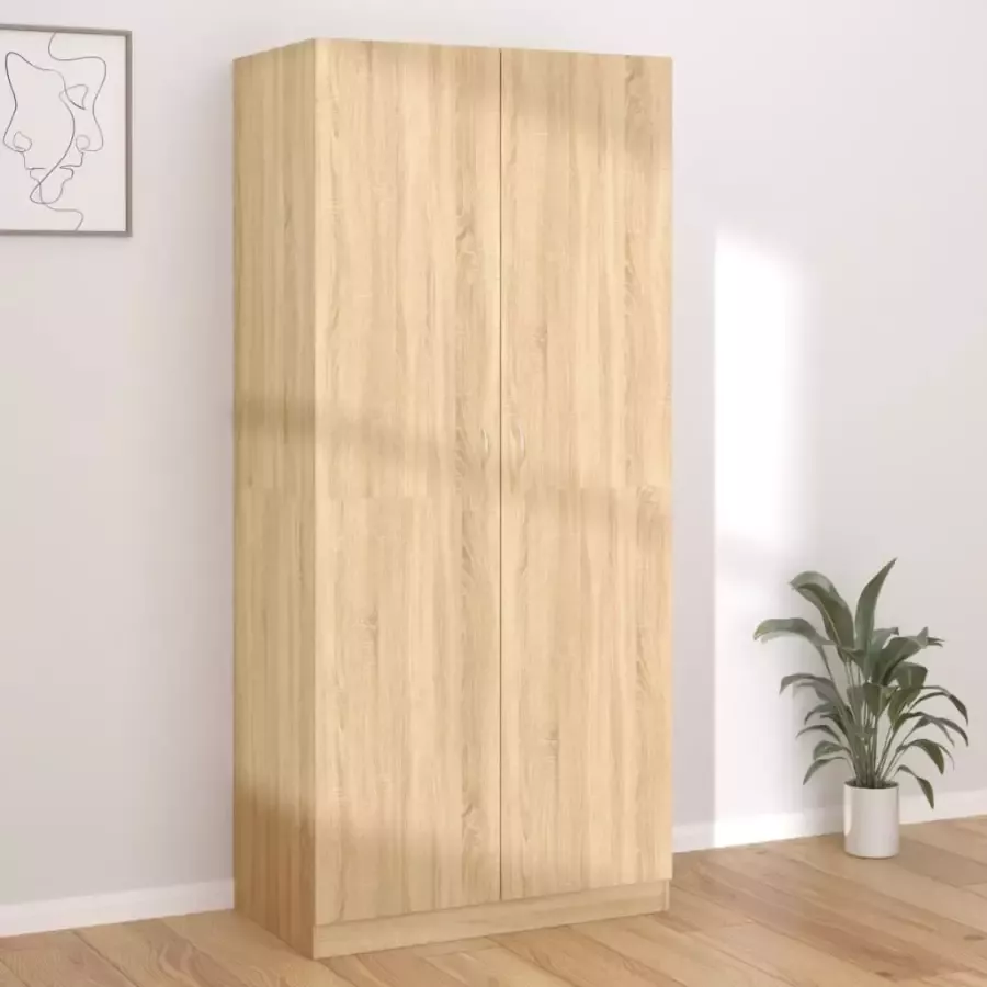 VIDAXL Kledingkast 90x52x200 cm bewerkt hout sonoma eikenkleurig