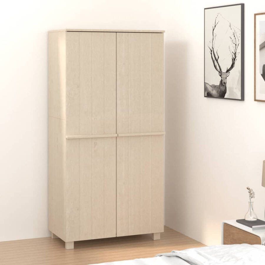 VidaXL -Kledingkast-HAMAR-89x50x180-cm-massief-grenenhout-honingbruin - Foto 1