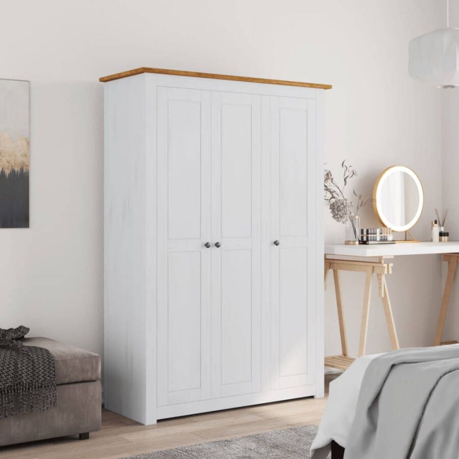 Vida XL vidaXL Kledingkast Panama Range 118x50x171 5 cm grenenhout wit-VXL-282663
