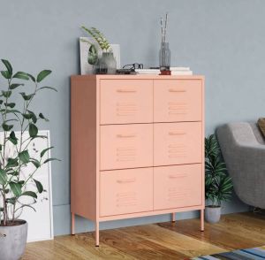 VidaXL -Ladekast-80x35x101 5-cm-staal-roze