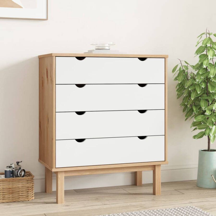 VidaXL Ladekast OTTA 76 5x39 5x90 cm massief grenenhout bruin en wit