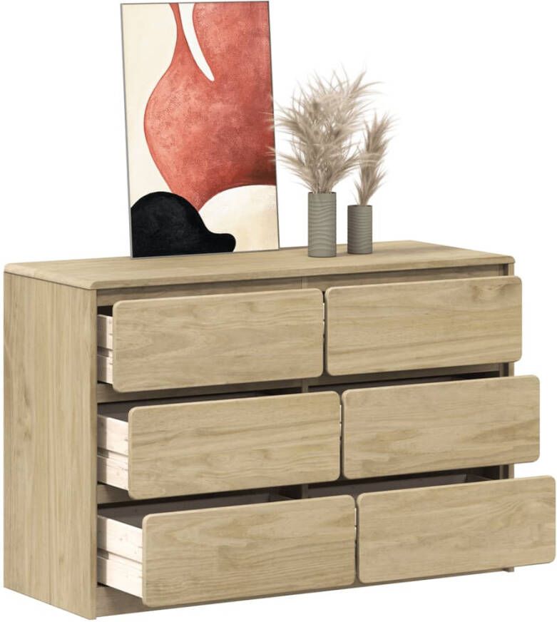 VidaXL Ladekast SAUDA 111x43x73 5 cm massief grenenhout eikenkleurig - Foto 2