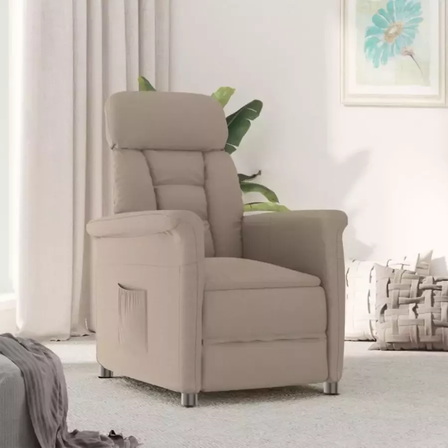 VIDAXL Fauteuil verstelbaar kunstsuède en leer taupe - Foto 2