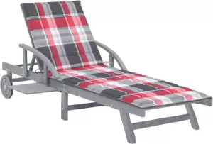 VIDAXL Ligbed met kussen massief acaciahout