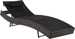 VIDAXL Ligbed met kussen poly rattan bruin