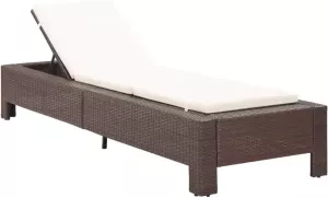 VidaXL Ligbed met kussen poly rattan bruin
