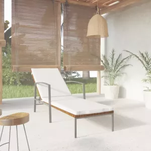 VIDAXL Ligbed met kussen poly rattan bruin