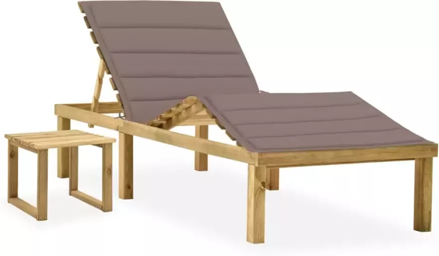 VIDAXL Ligbed met tafeltje en kussen geïmpregneerd grenenhout - Foto 1