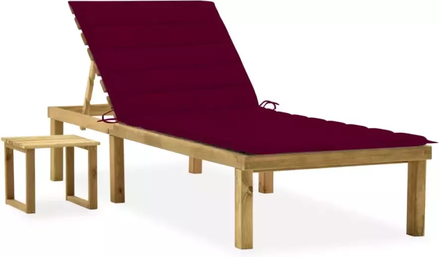VIDAXL Ligbed met tafeltje en kussen geïmpregneerd grenenhout