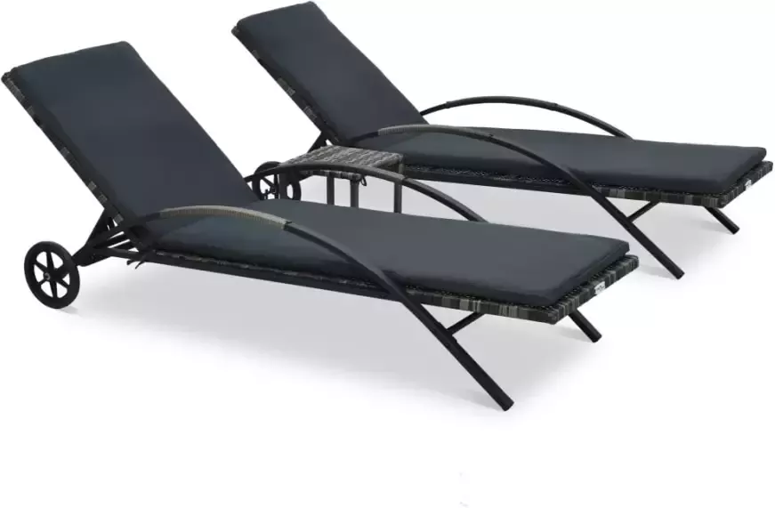 VIDAXL Ligbedden met tafel poly rattan antraciet - Foto 4