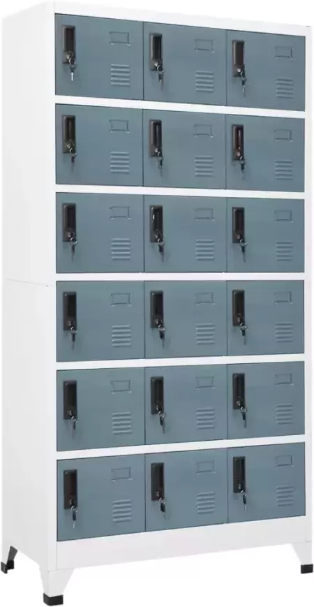 VIDAXL Lockerkast 90x40x180 cm staal lichtgrijs en donkergrijs