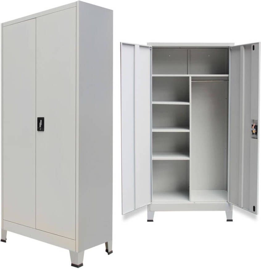 VIDAXL Lockerkast met 2 deuren 90x40x180 cm staal grijs