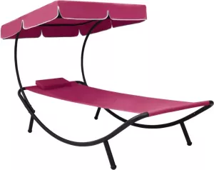 VidaXL Loungebed met luifel en kussen roze