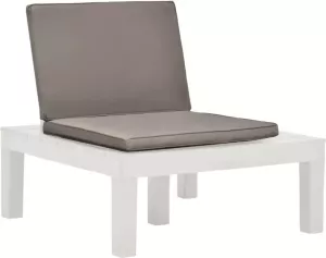 VIDAXL Loungestoel met kussen kunststof wit