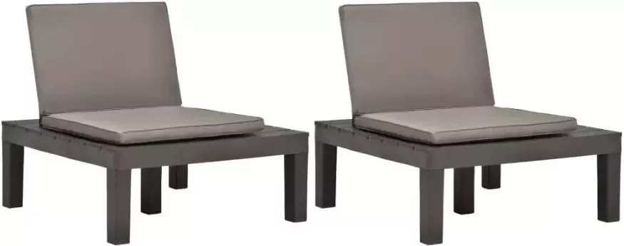 VIDAXL Loungestoelen 2 st met kussens kunststof antraciet - Foto 4