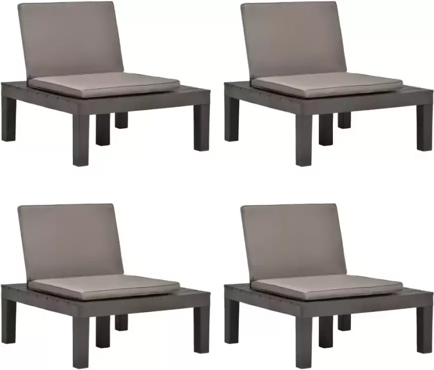 VIDAXL Loungestoelen 4 st met kussens kunststof antraciet - Foto 4
