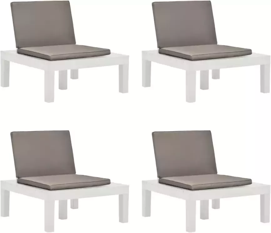 VIDAXL Loungestoelen 4 st met kussens kunststof wit - Foto 4