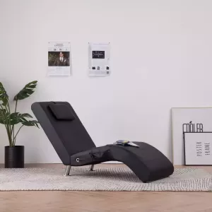 VIDAXL Massage chaise longue met kussen kunstleer zwart