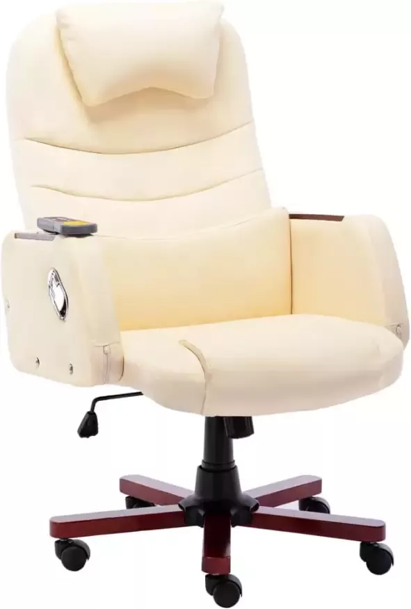 VIDAXL Massage kantoorstoel kunstleer crèmekleurig - Foto 2