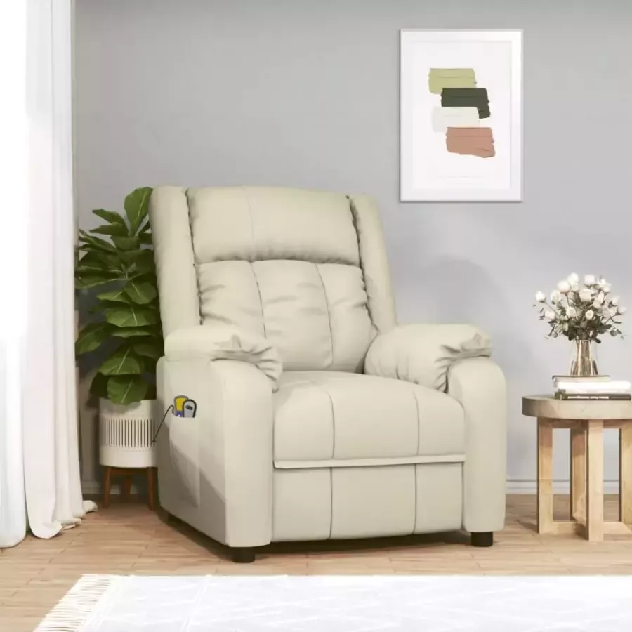 VIDAXL Massagestoel elektrisch kunstleer crèmekleurig - Foto 2