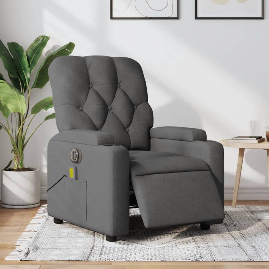 Vida XL vidaXL Massagestoel elektrisch verstelbaar stof donkergrijs-VXL-3204699