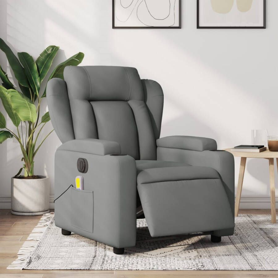 Vida XL vidaXL Massagestoel elektrisch verstelbaar stof donkergrijs-VXL-3204471
