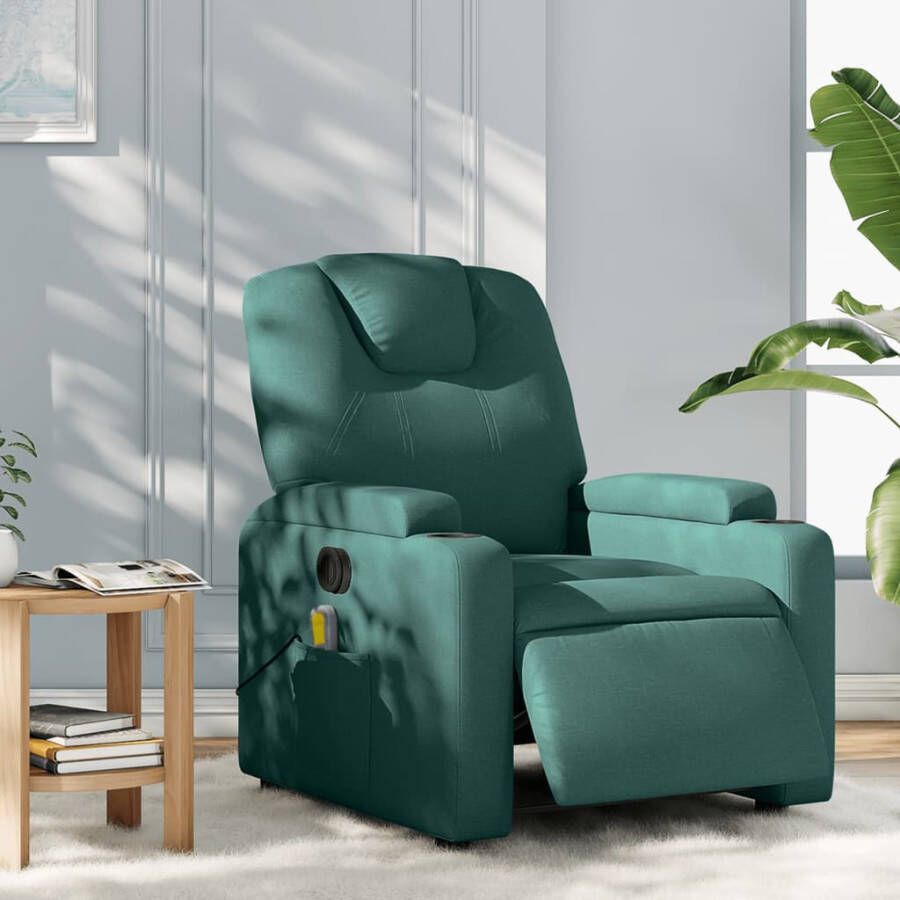 Vida XL vidaXL Massagestoel elektrisch verstelbaar stof donkergroen-VXL-3204362