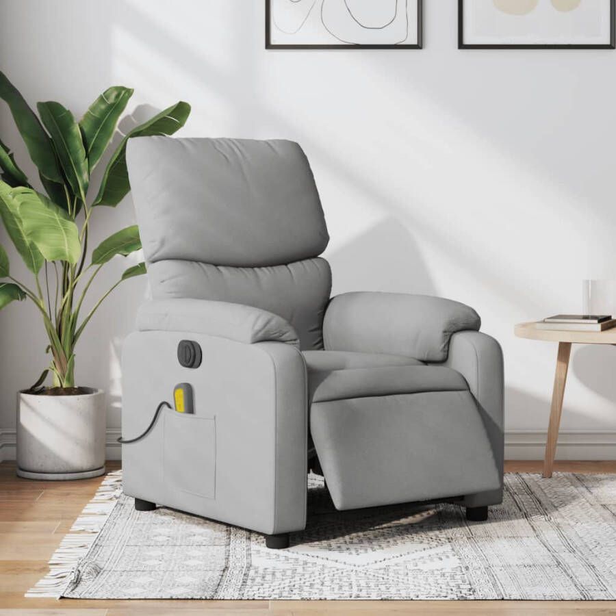 Vida XL Massagestoel elektrisch verstelbaar stof lichtgrijs SKU: V3204812