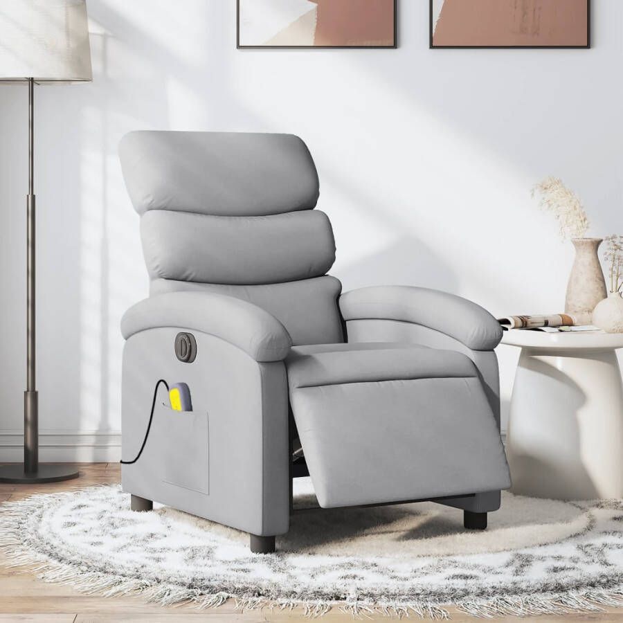 Vida XL vidaXL Massagestoel elektrisch verstelbaar stof lichtgrijs-VXL-3203966