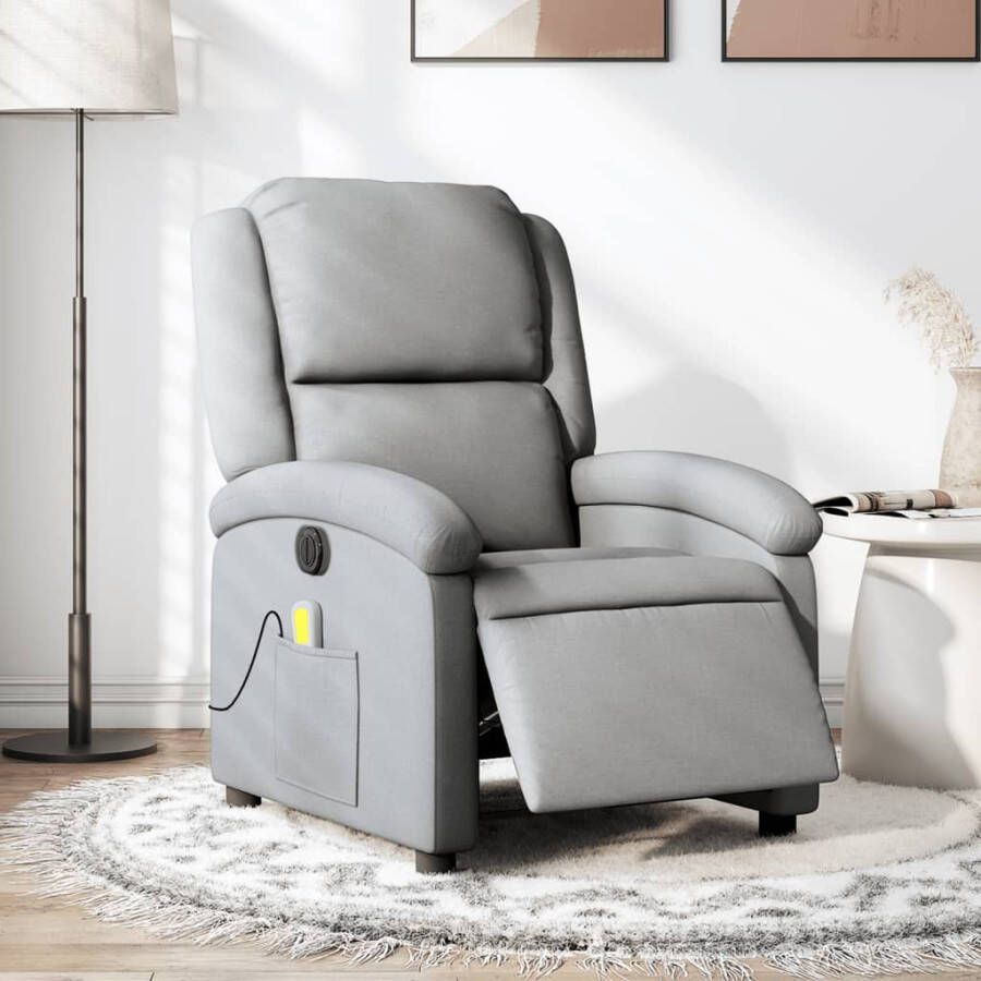 Vida XL vidaXL Massagestoel elektrisch verstelbaar stof lichtgrijs-VXL-3204152