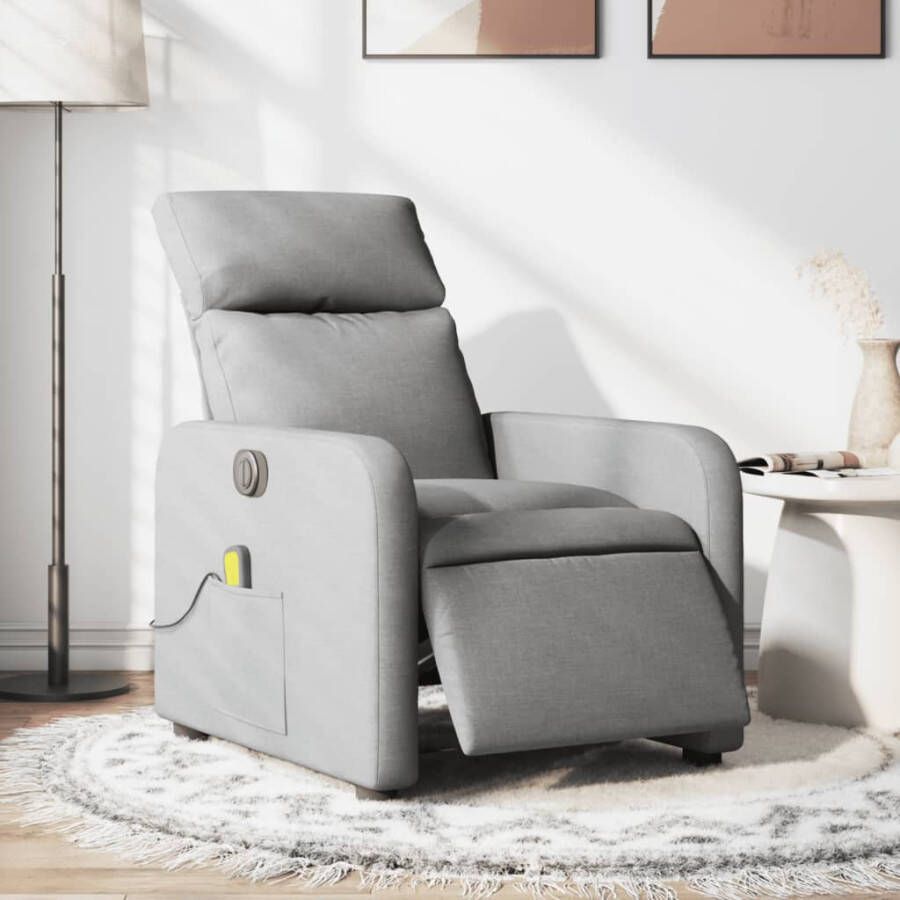 Vida XL Massagestoel elektrisch verstelbaar stof lichtgrijs SKU: V3206690