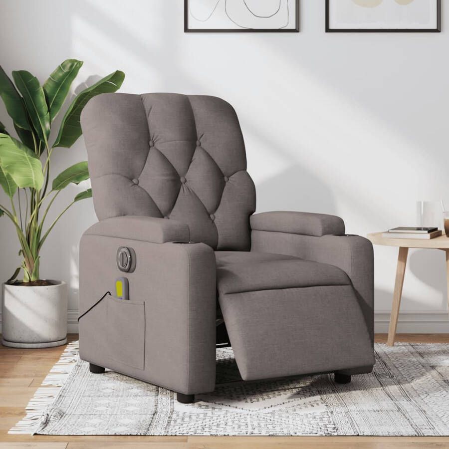 Vida XL vidaXL Massagestoel elektrisch verstelbaar stof taupe-VXL-3204706