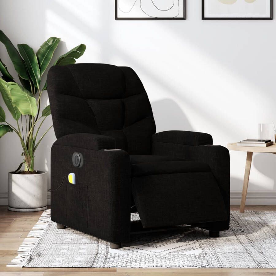 Vida XL vidaXL Massagestoel elektrisch verstelbaar stof zwart-VXL-3204586