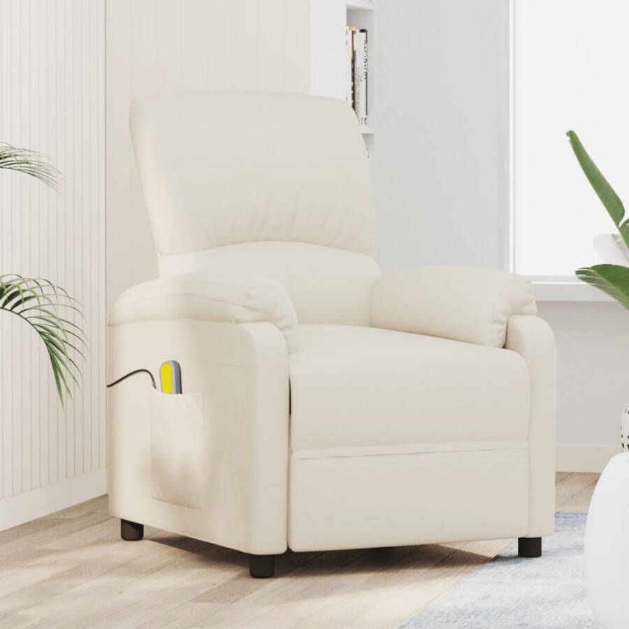 VidaXL Massagestoel verstelbaar stof crèmekleurig - Foto 2