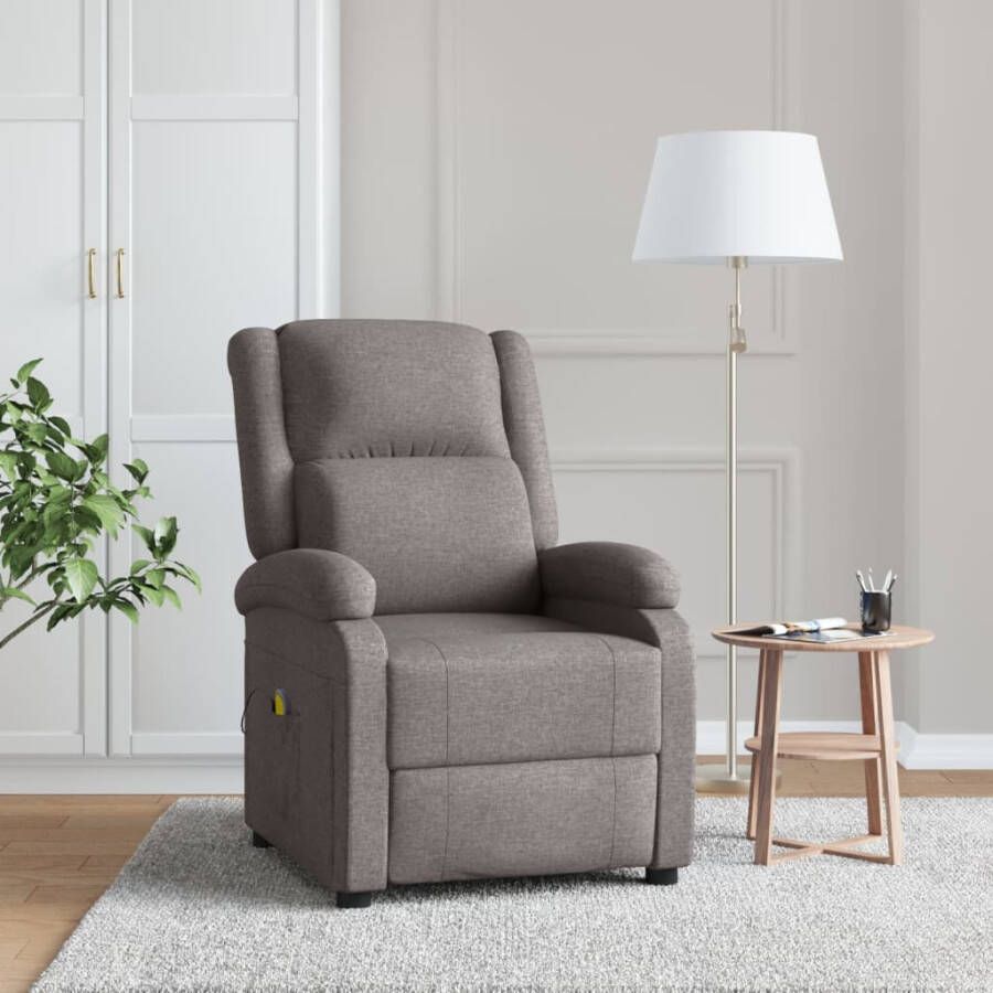 VidaXL Massagestoel verstelbaar stof taupe - Foto 2