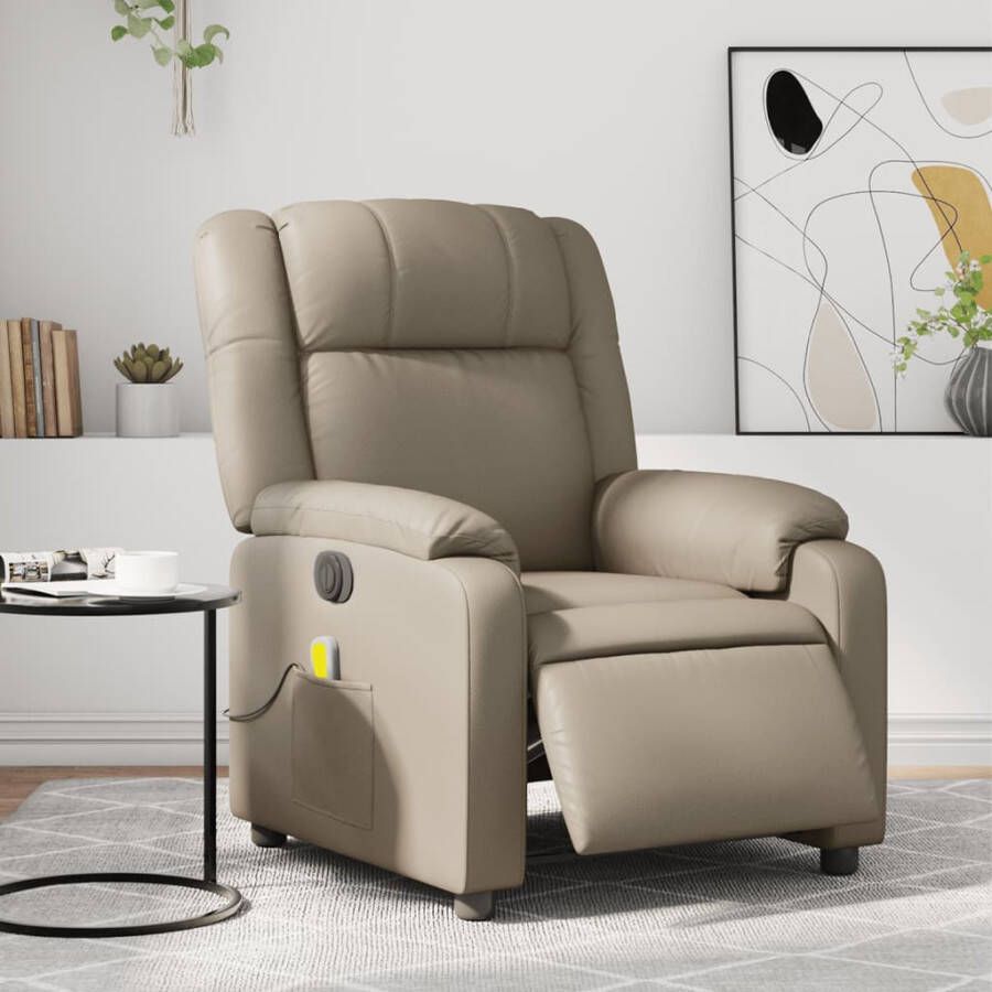 Vida XL vidaXL Massagestoel verstelbaar elektrisch kunstleer cappuccinokleurig-VXL-3205149