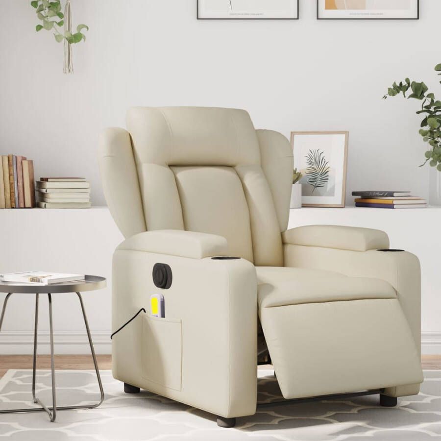Vida XL vidaXL Massagestoel verstelbaar elektrisch kunstleer crÃ¨mekleurig-VXL-3204538