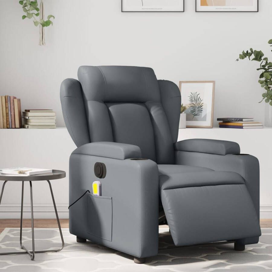 Vida XL vidaXL Massagestoel verstelbaar elektrisch kunstleer grijs-VXL-3204540