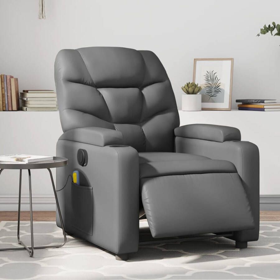 Vida XL vidaXL Massagestoel verstelbaar elektrisch kunstleer grijs-VXL-3204654