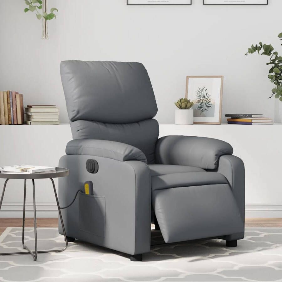 Vida XL vidaXL Massagestoel verstelbaar elektrisch kunstleer grijs-VXL-3204882