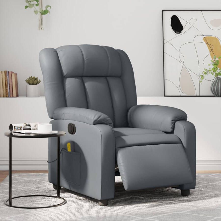 Vida XL vidaXL Massagestoel verstelbaar elektrisch kunstleer grijs-VXL-3205260