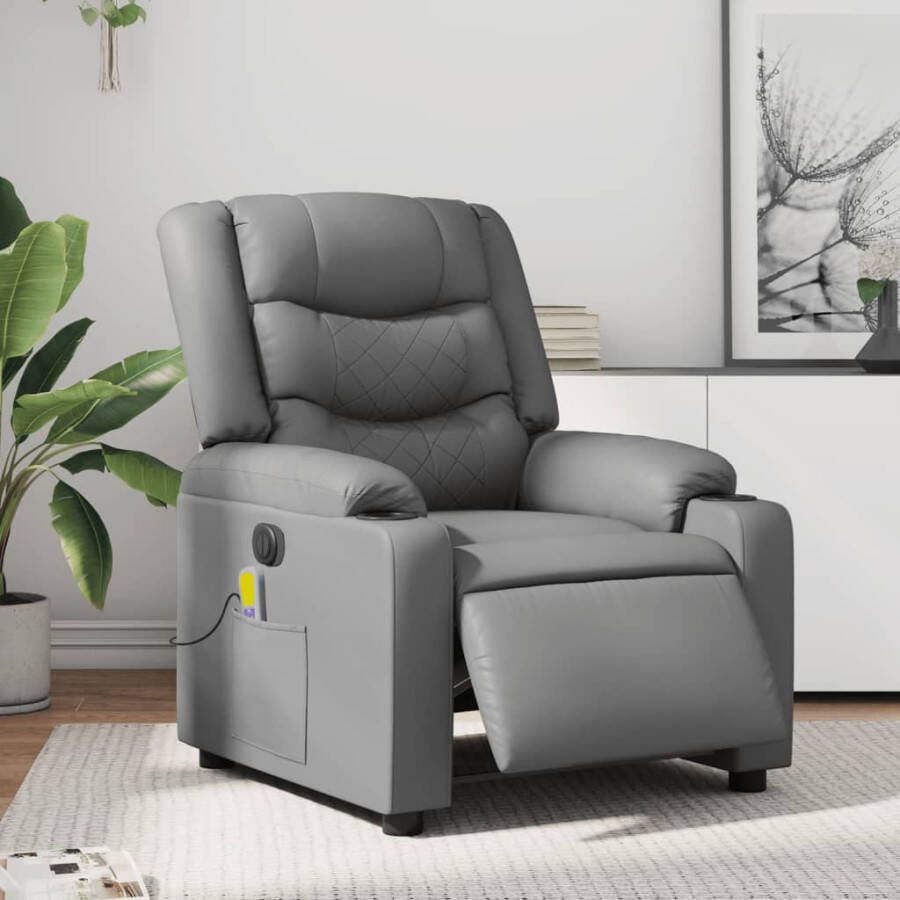 Vida XL vidaXL Massagestoel verstelbaar elektrisch kunstleer grijs-VXL-3206550