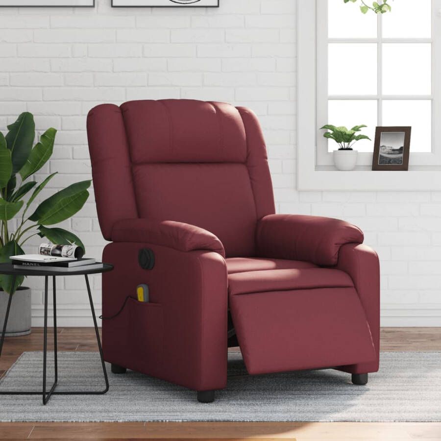 Vida XL vidaXL Massagestoel verstelbaar elektrisch kunstleer wijnrood-VXL-3205147