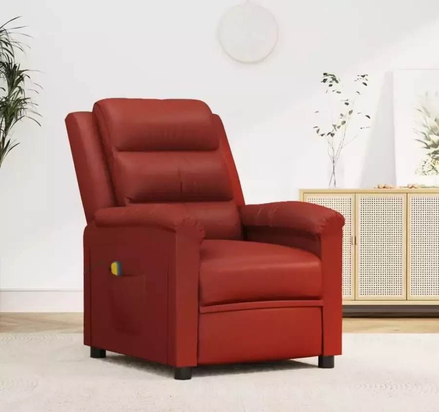 VidaXL Massagestoel verstelbaar kunstleer wijnrood - Foto 2