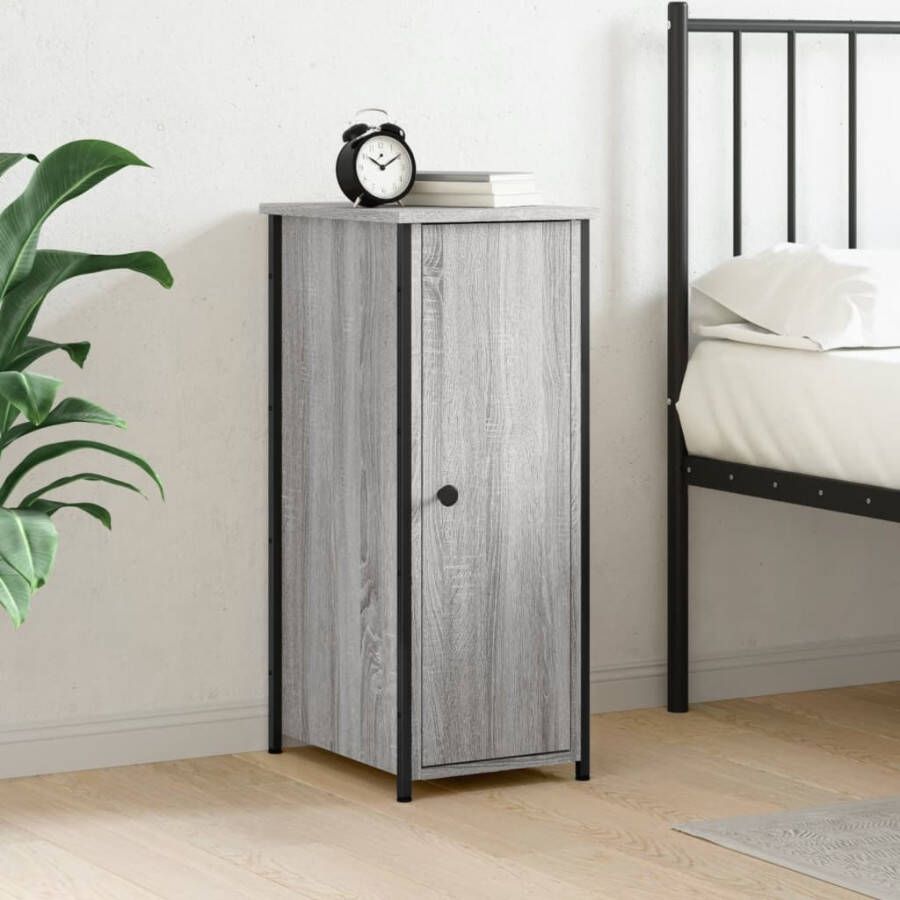 VidaXL -Nachtkastje-32x42x80-cm-bewerkt-hout-grijs-sonoma-eikenkleurig