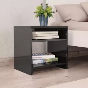 VidaXL Nachtkastje 40x30x40 cm spaanplaat hoogglans zwart