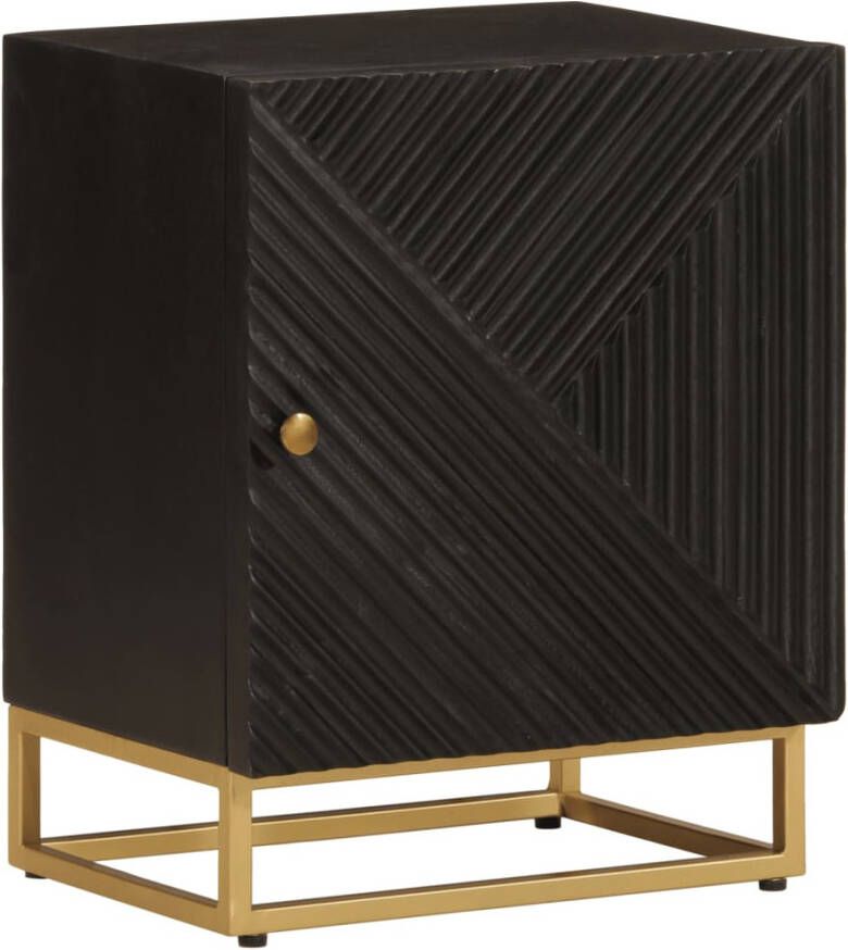 VidaXL -Nachtkastje-40x30x50-cm-massief-mangohout-en-ijzer-zwart - Foto 12