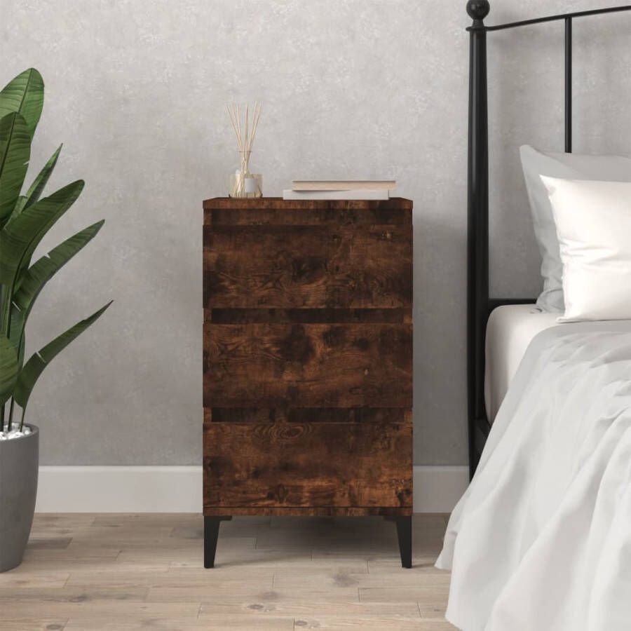 VidaXL -Nachtkastje-40x35x70-cm-bewerkt-hout-gerookt-eikenkleurig - Foto 2