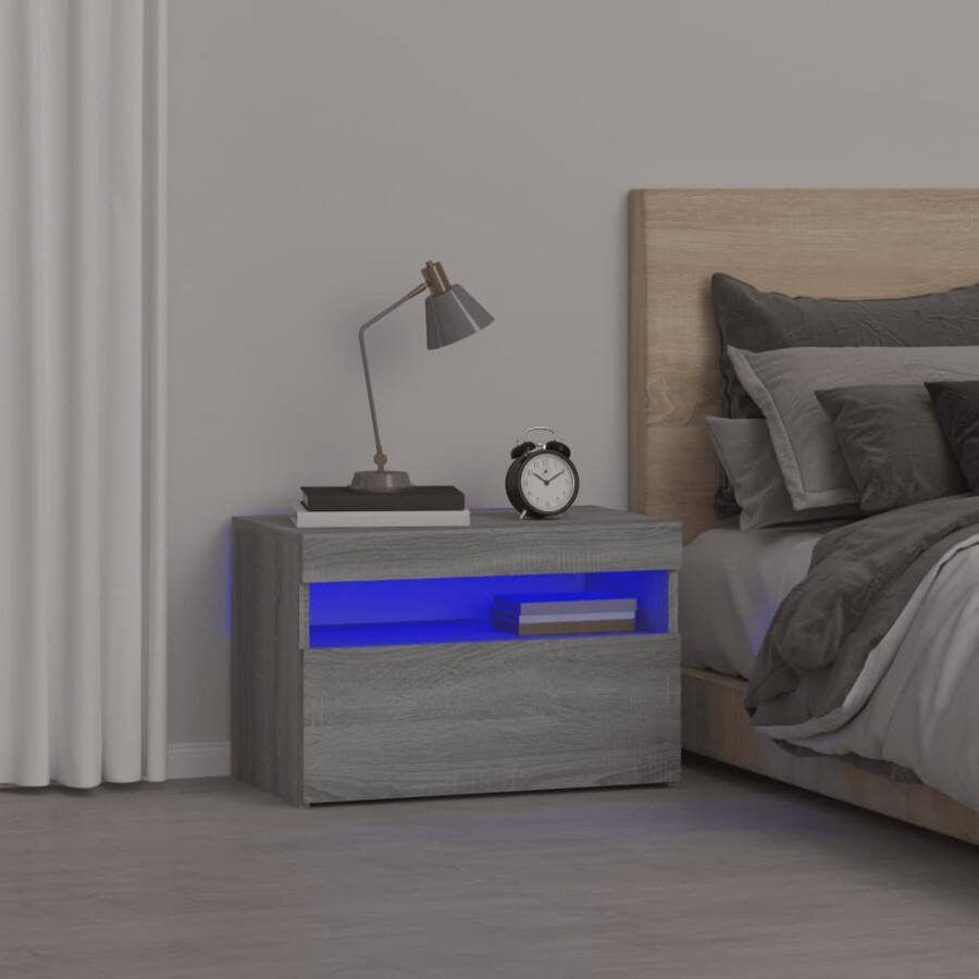 VidaXL -Nachtkastje-met-LED-verlichting-60x35x40-cm-grijs-sonoma-eiken